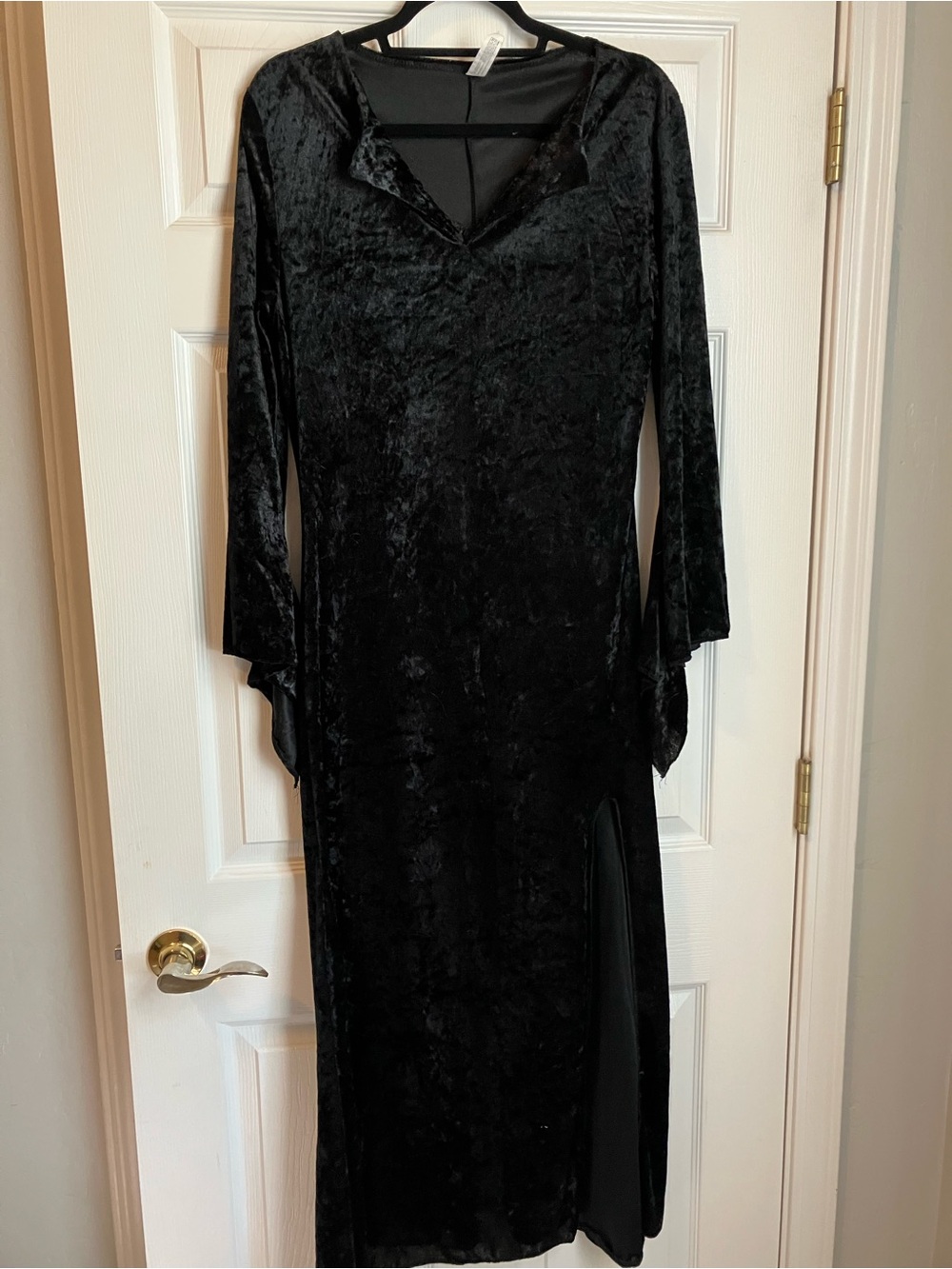 Black Velvet Maxi Dress with Long Sleeves